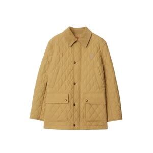 Burberry Beige Quilted Jacket with Embroidered Shield Logo New M